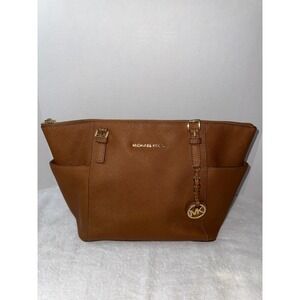 Michael Kors Tote Bag Satchel Shoulder Bag Zip Top‎ Brown Purse Medium